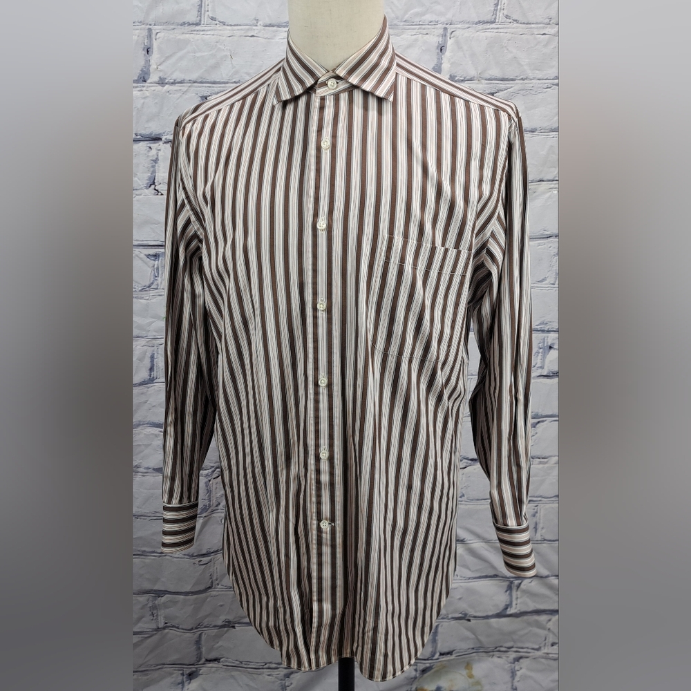 Ermenegildo Zegna Men's Dress Shirt Brown Striped 16 x 32 / 41 EU